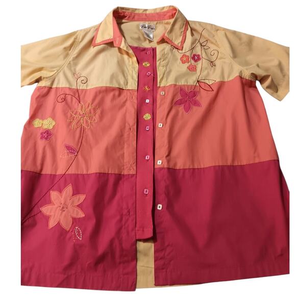 NEW Art to Wear BOBBIE BROOKS Embroidered Combo Top Blouse‎ Shirt 14/16W Floral - Picture 4 of 12